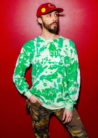 Acid Wash GREEN Mississippi Studios Long Sleeve Snake T-Shirt